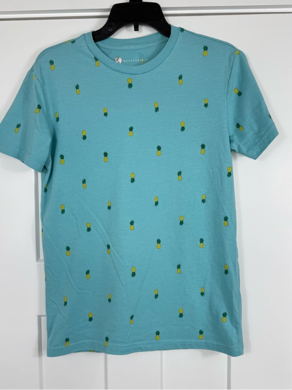 Aeropostale Pineapple Graphic Tee Cotton Blend Light Blue Adult Small